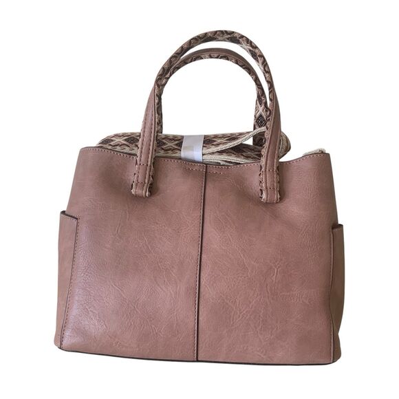 DS Fashion NY Triple Compartment Satchel Crossbody Guitar Strap Dark Mauve NWT - Picture 2 of 12